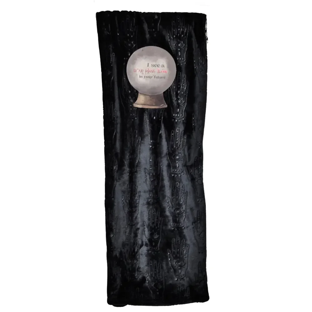 Halloween Black Hamsa Hand Palmistry Evil Eye Plush Throw Blanket